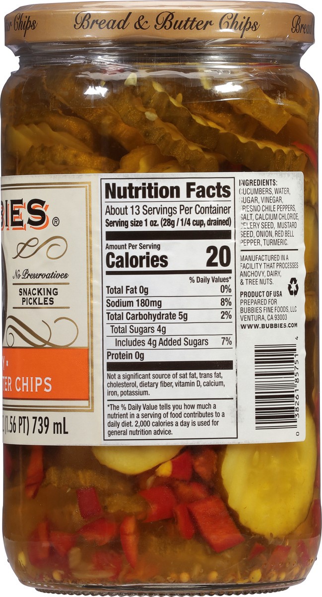slide 4 of 13, Bubbies Spicy Bread & Butter Chips 25 fl oz, 25 fl oz