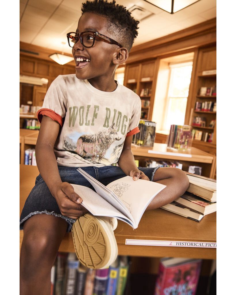 slide 3 of 3, Oshkosh Kid Wolf Ridge Graphic Tee Tan 14, 1 ct