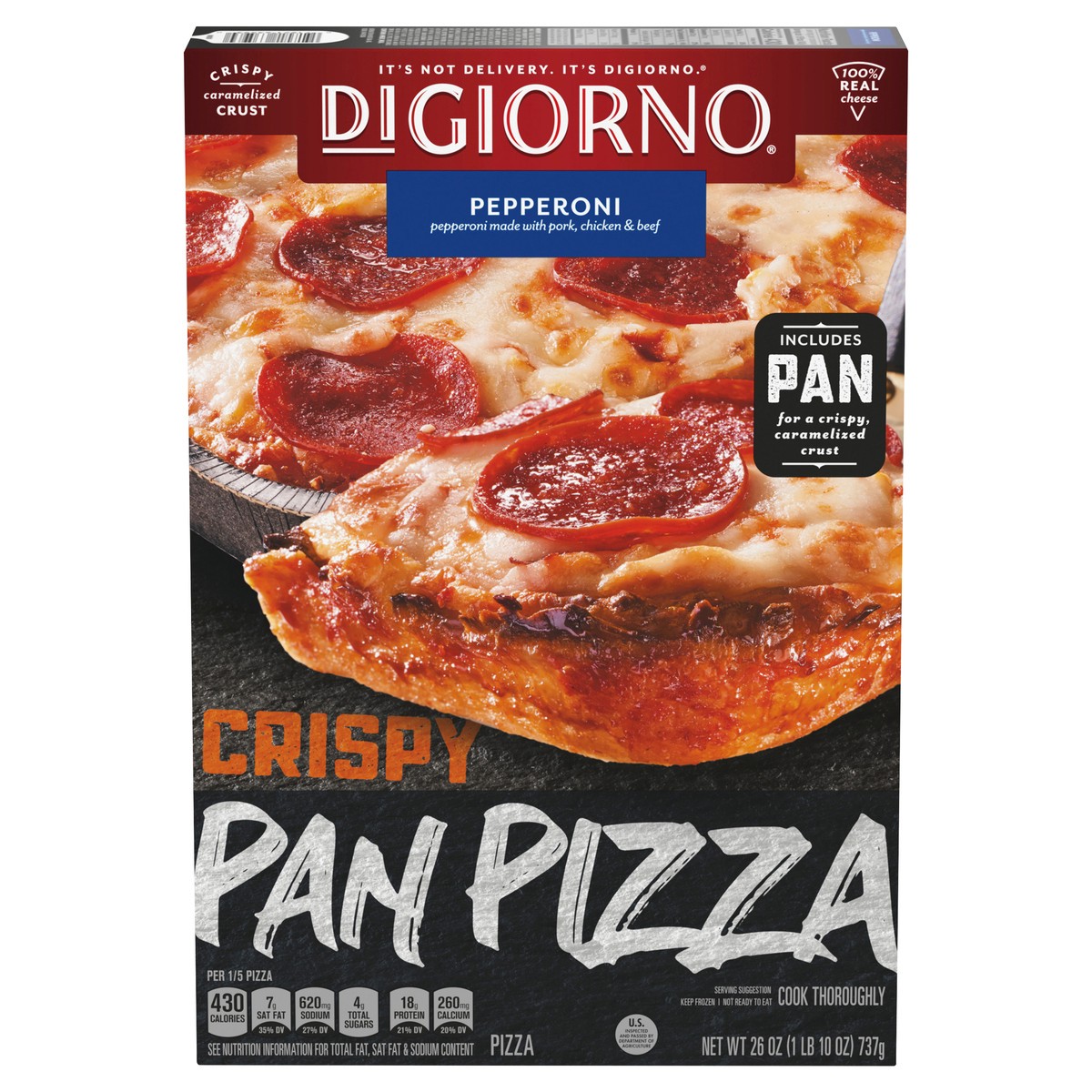 slide 1 of 13, Digiorno Pepperoni Crispy Pan Pizza, 26 oz