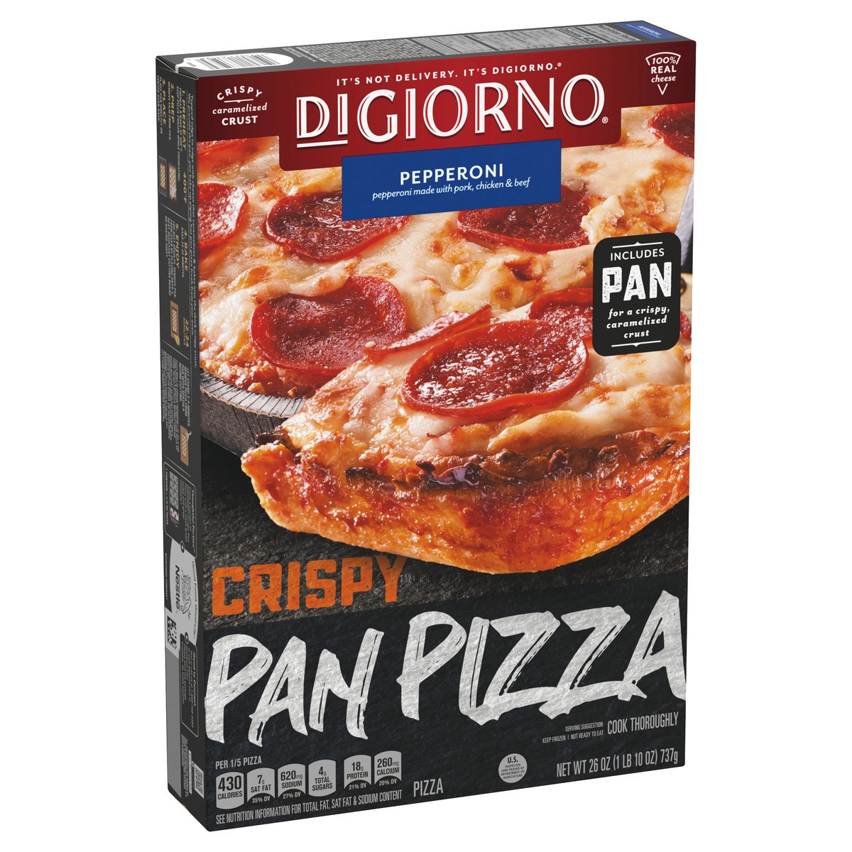 slide 1 of 13, DiGiorno Crispy Pan Pepperoni Frozen Pizza, 26 oz, 26 oz