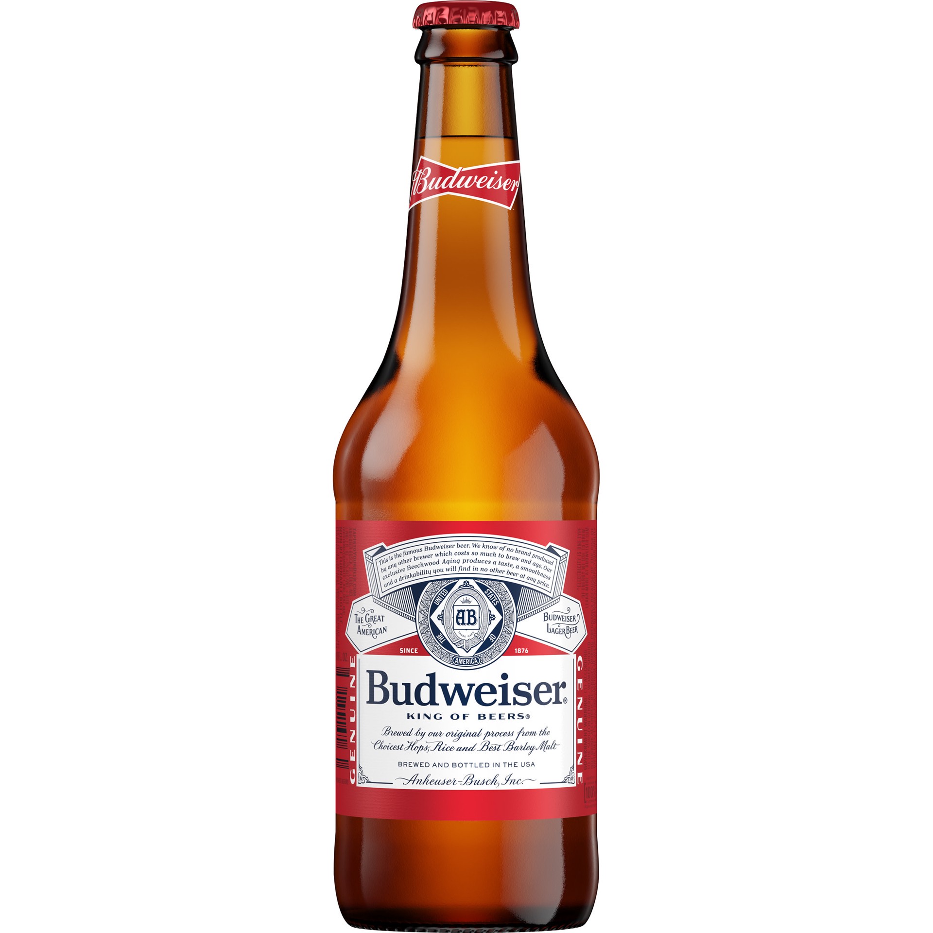 slide 1 of 3, Budweiser Lager Beer 18 fl oz Bottle, 5% ABV, 18 fl oz