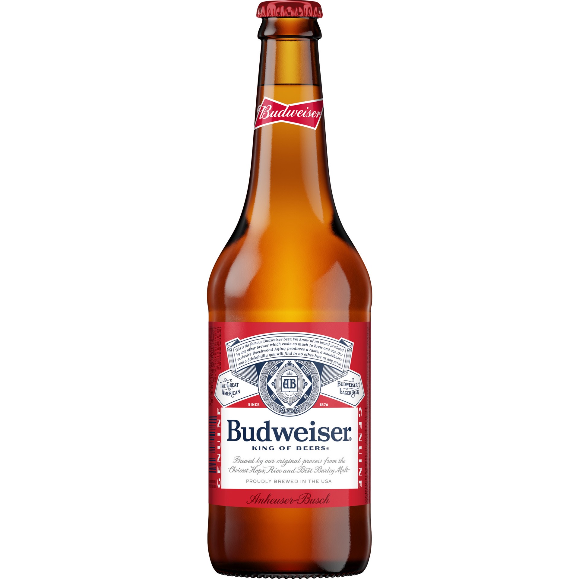 slide 1 of 3, Budweiser Lager Beer 18 fl oz Bottle, 5% ABV, 18 fl oz