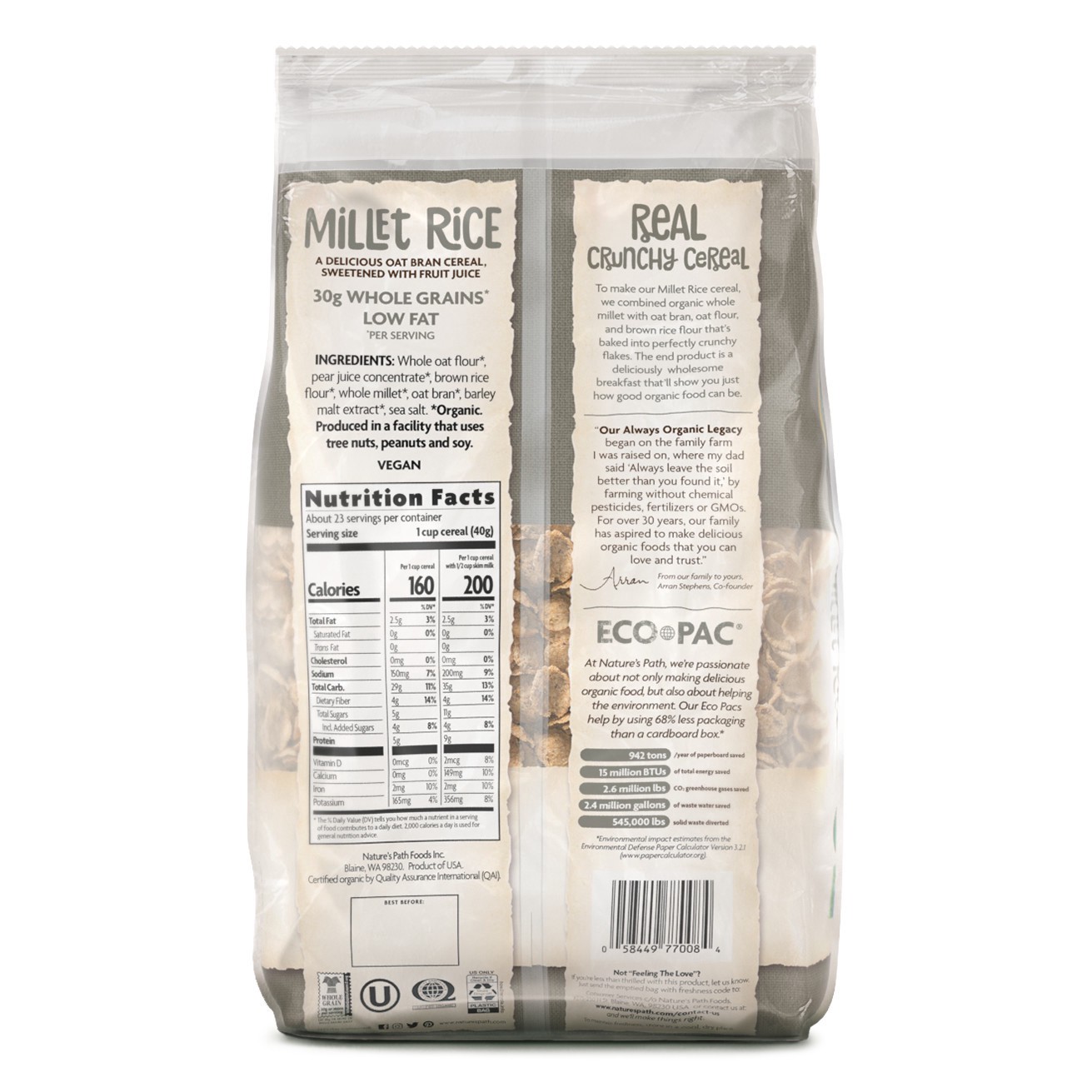 slide 3 of 5, Nature's Path Organic Millet Rice Cereal 32 oz, 32 oz