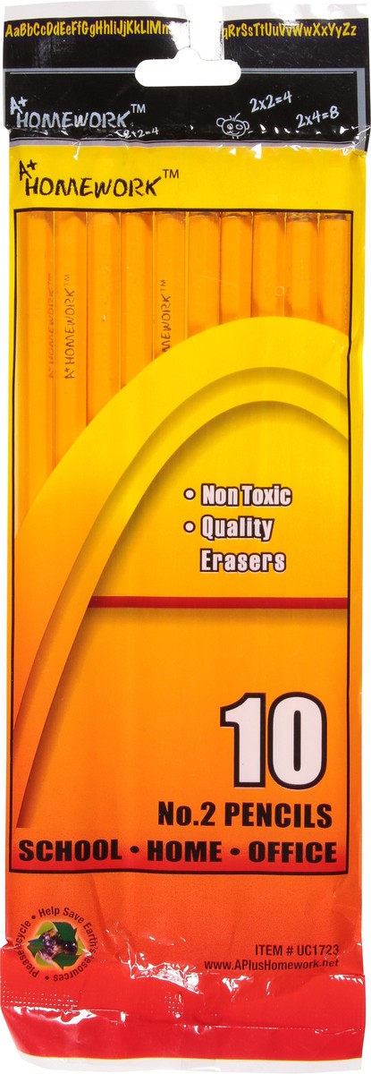 slide 6 of 9, A+ Homework Tape It No.2 Pencils 10 Count, 10 ct