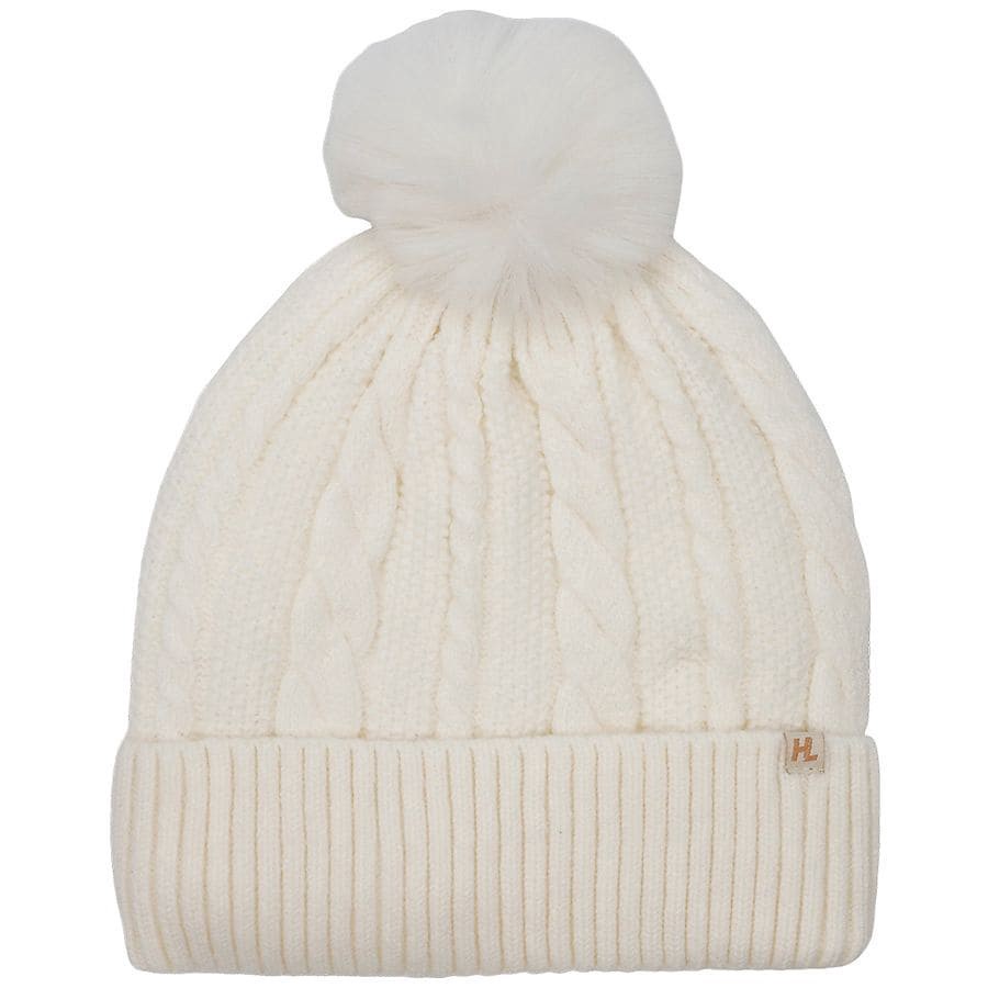 slide 2 of 3, Heat Logic Cable Pom Beanie with Cozy Sherpa Lining, 1 ct