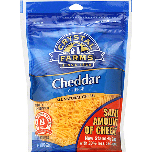 slide 2 of 2, Crystal Farms Fine Shredded Cheddar Cheese, 8 oz