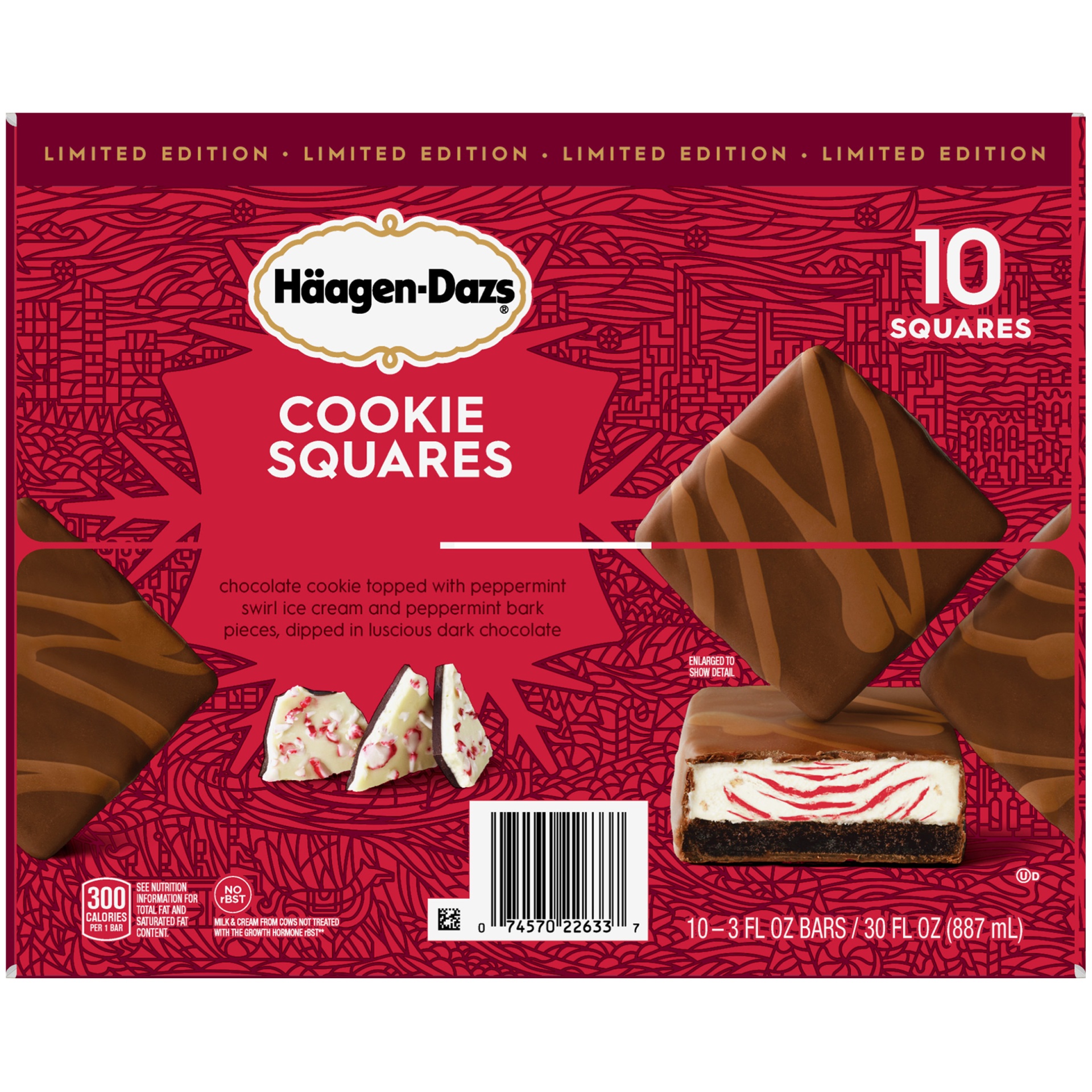 slide 7 of 7, Häagen-Dazs Peppermint Bark Cookie Squares, 10 ct