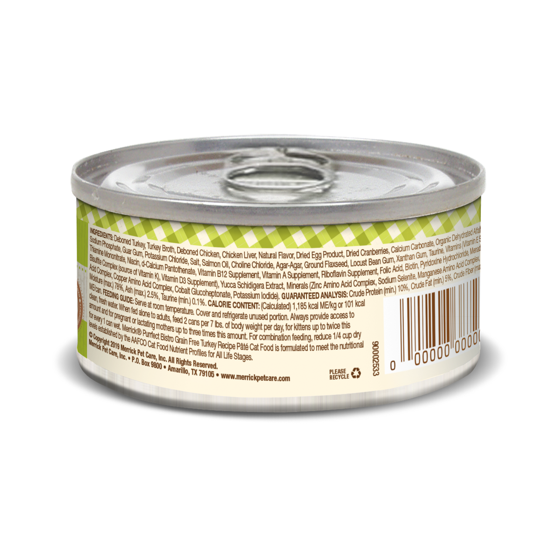 slide 2 of 4, Merrick Purrfect Bistro Grain Free Premium Soft Canned Pate Adult Wet Cat Food, High Protein Turkey Recipe, 3 oz