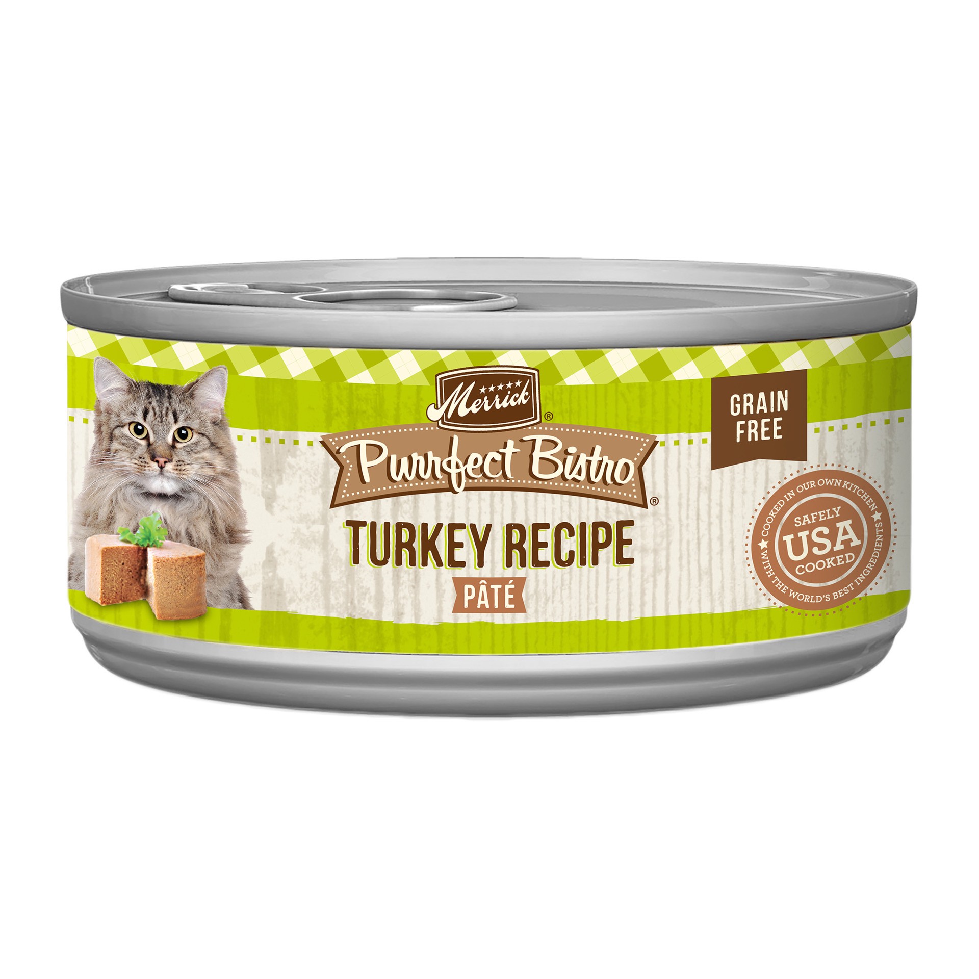 slide 1 of 4, Merrick Purrfect Bistro Grain Free Premium Soft Canned Pate Adult Wet Cat Food, High Protein Turkey Recipe, 3 oz