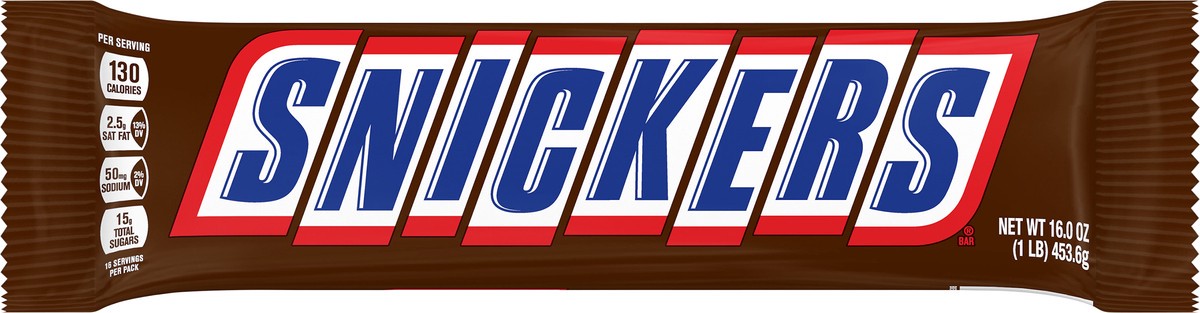 slide 1 of 7, SNICKERS Christmas Slice n' Share Giant Chocolate Candy Bar 1-Pound Bar, 16 oz