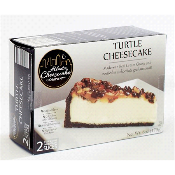 slide 1 of 1, Atlanta Cheesecake Company Turtle Cheesecake Slices, 2 ct