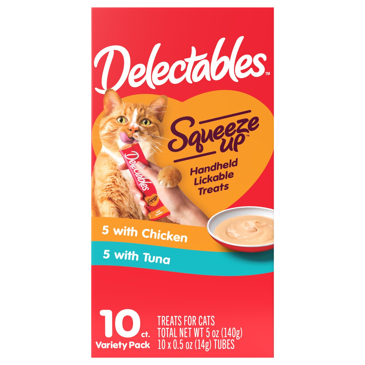 slide 1 of 3, Delectables Hartz Delectables Squeeze Ups Lickable Cat Treats, 10ct, 10 ct