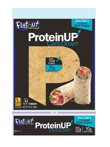 slide 1 of 1, Flatout Protein Up Sea Salt And Crushed Pepper Flat Bread, 5 ct