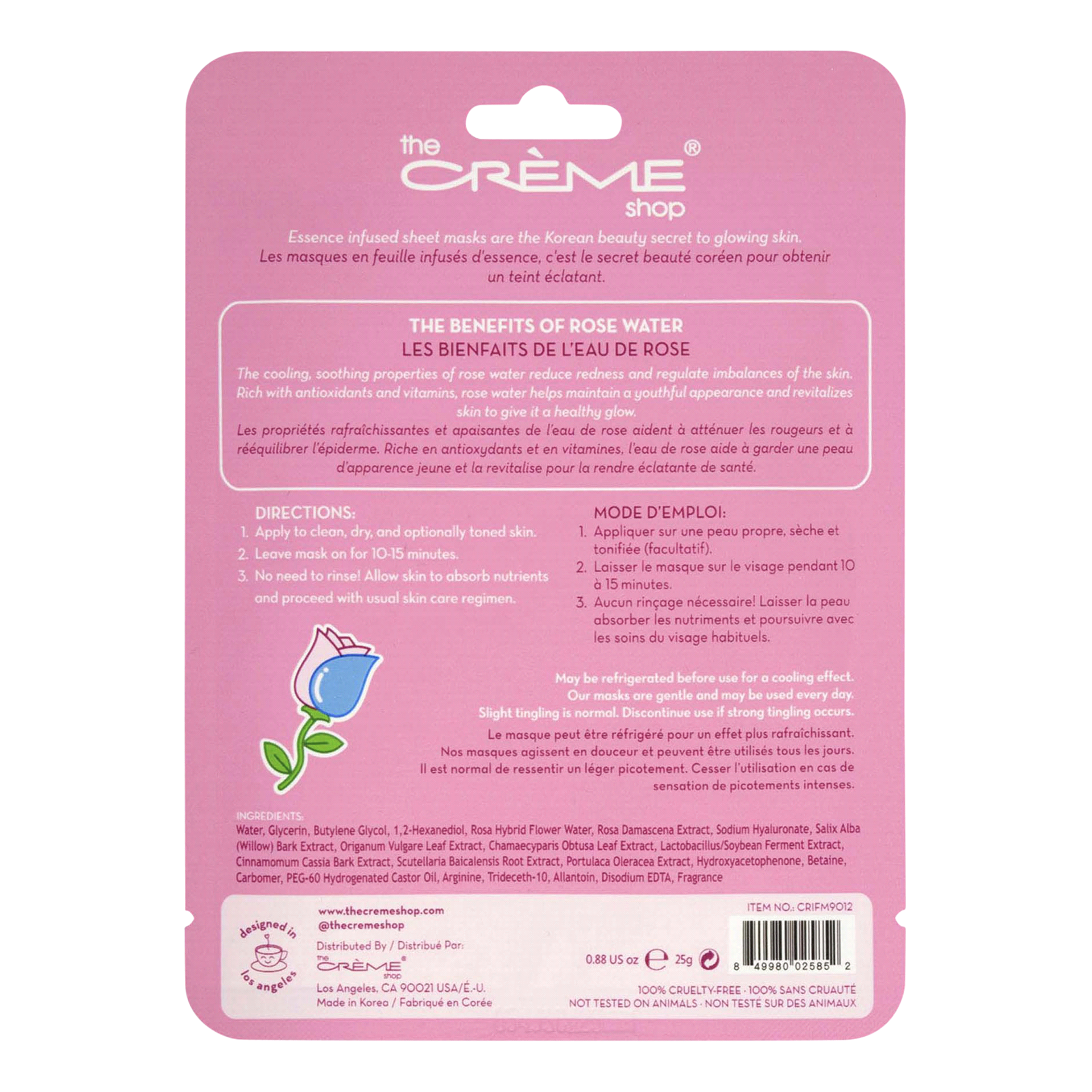 slide 2 of 5, The Crème Shop Essence Mask, Rose Water, 0.81 oz