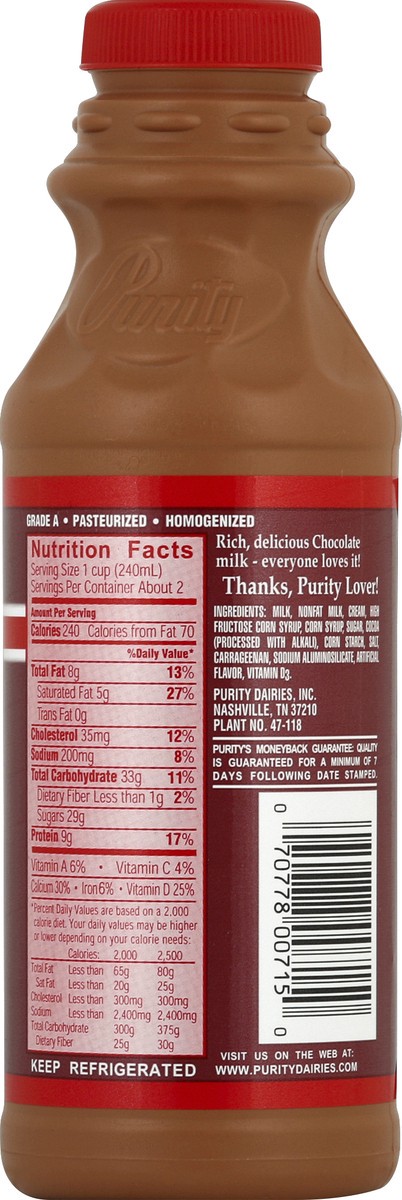 slide 6 of 7, Purity Whole Chocolate Milk Pint - 1 Bottle, 1 pint