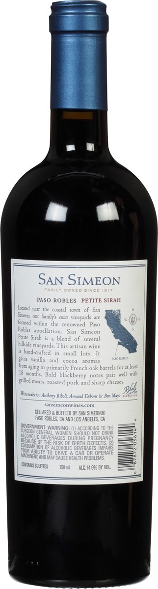slide 2 of 10, San Simeon Petite Sirah Paso Robles Red Wine 750mL, 750 ml