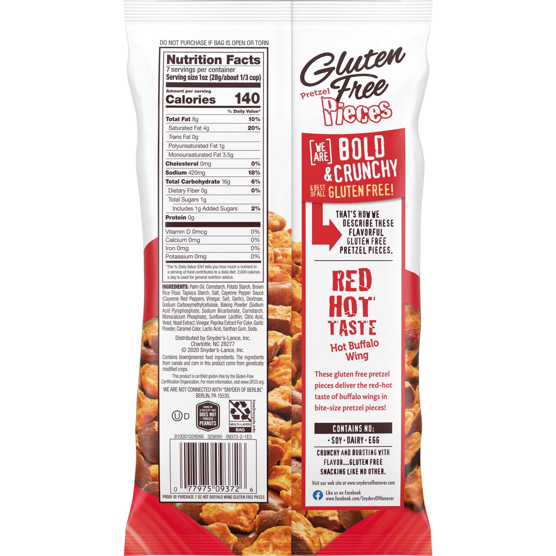 slide 5 of 5, Snyder's of Hanover Gluten Free Pretzel Pieces, Hot Buffalo Wing, 7 Oz, 7 oz