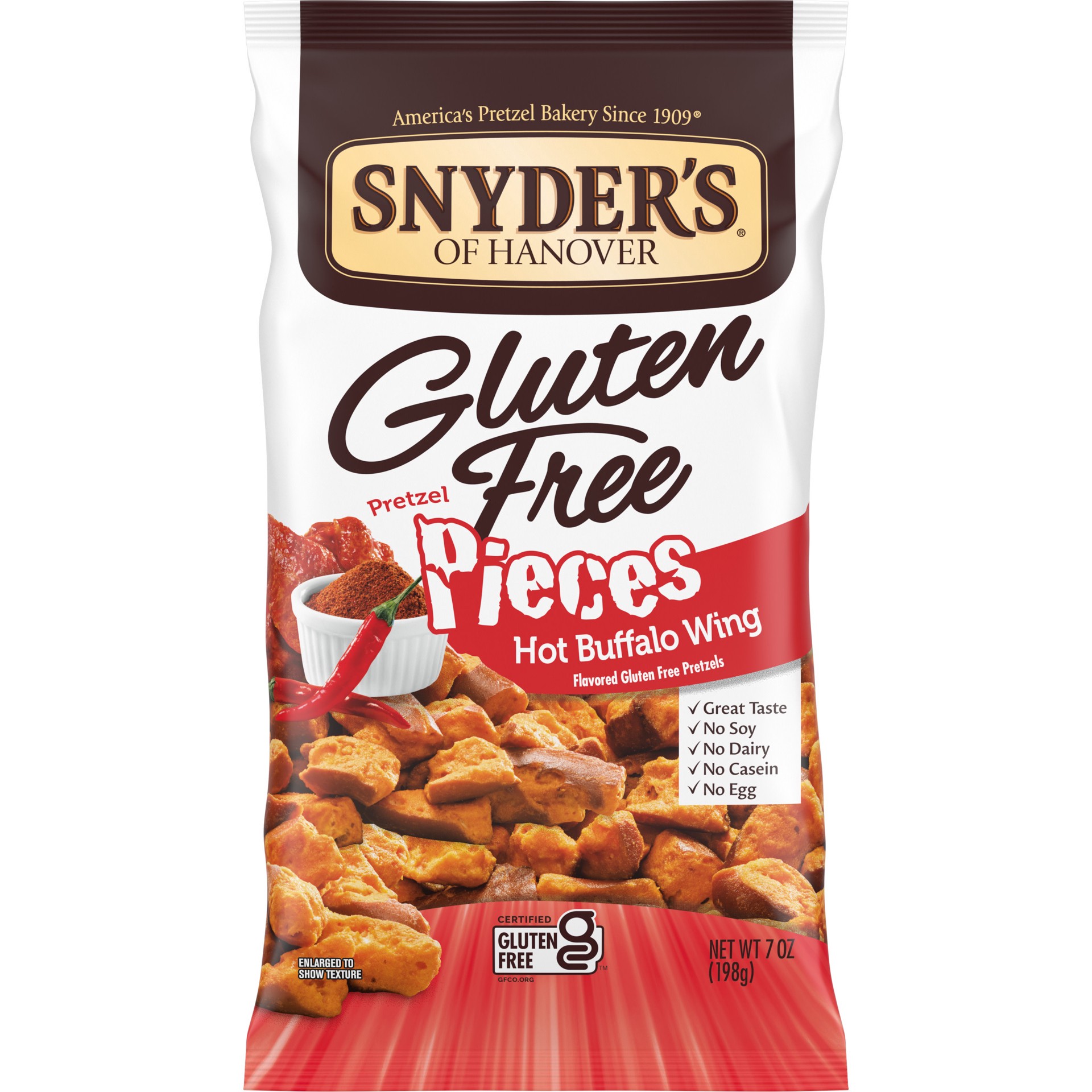 slide 1 of 5, Snyder's of Hanover Gluten Free Pretzel Pieces, Hot Buffalo Wing, 7 Oz, 7 oz