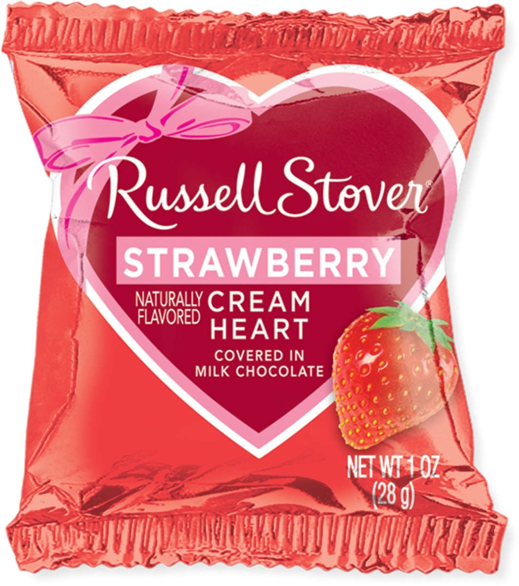 slide 1 of 1, Russell Stover Strawberry Creme Heart in Milk Chocolate, 1 oz