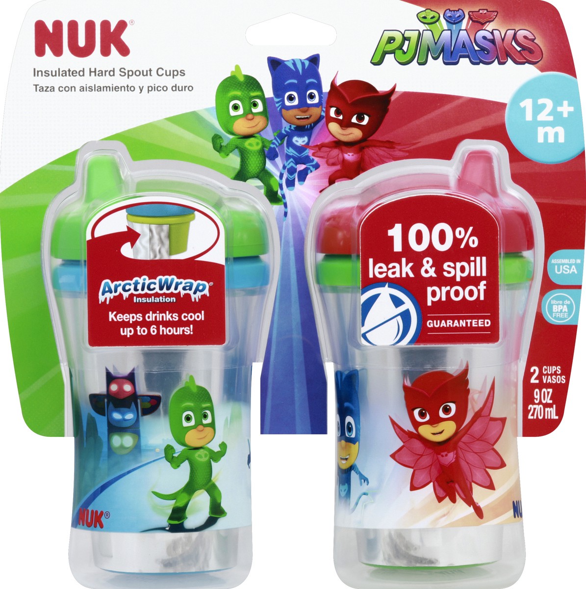 slide 2 of 2, NUK PJ Masks Insulated Hard Spout Cups, 2 ct