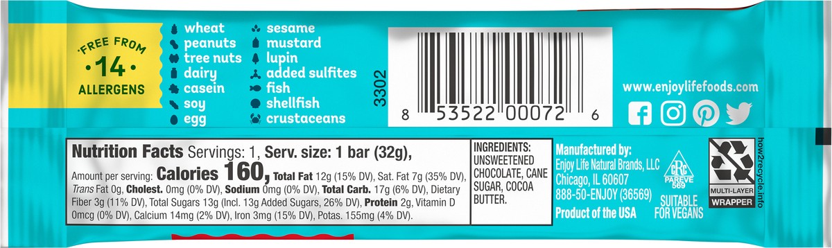 slide 2 of 3, Enjoy Life Dark Chocolate Bar, 1.12 oz, 1.12 oz