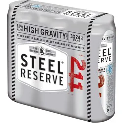 Steel Reserve High Gravity Malt Liquor, Beer, 3 Pack, 24 fl oz Cans, 8.1% ABV