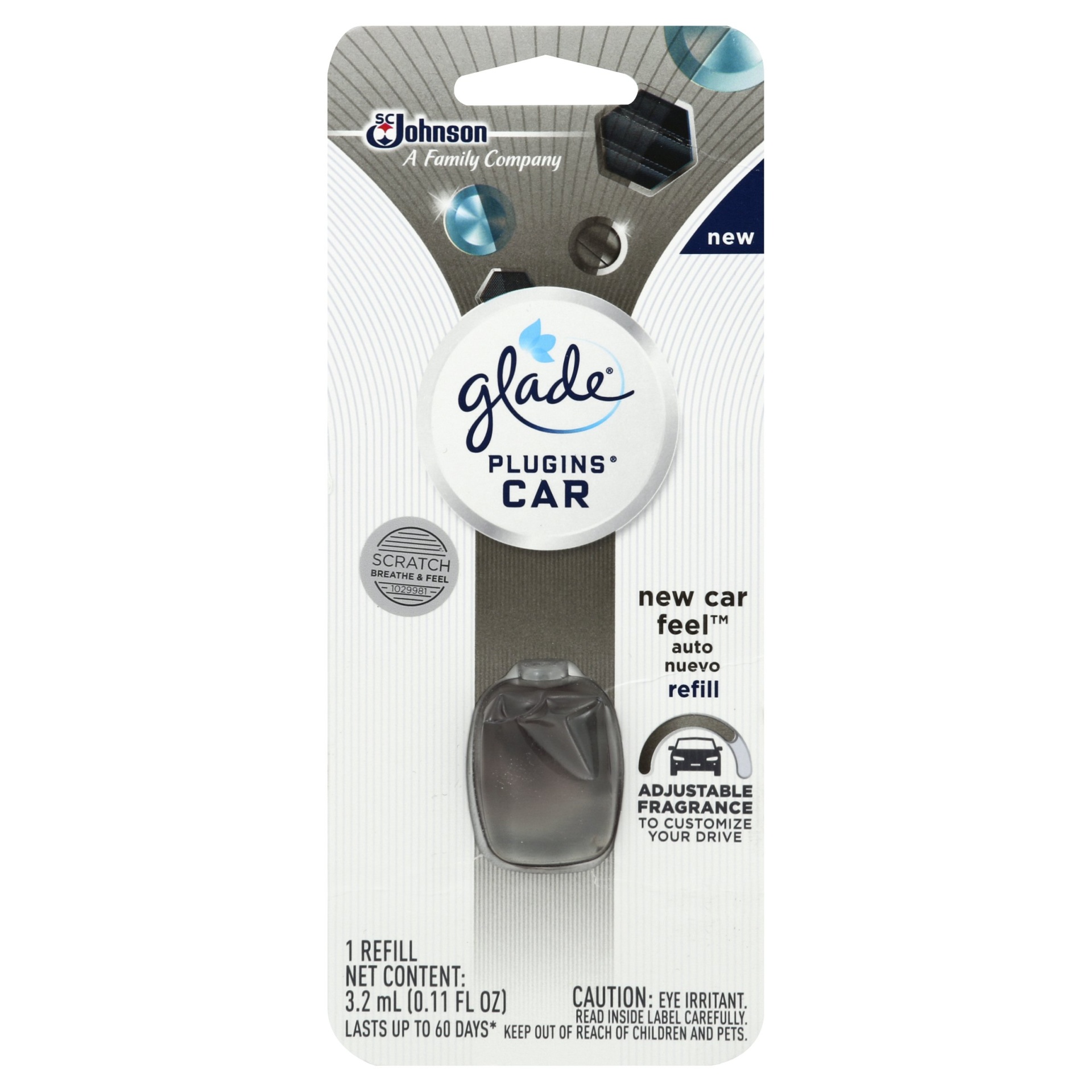 slide 1 of 6, Glade New Car Freshener Refill, 0.11 fl oz