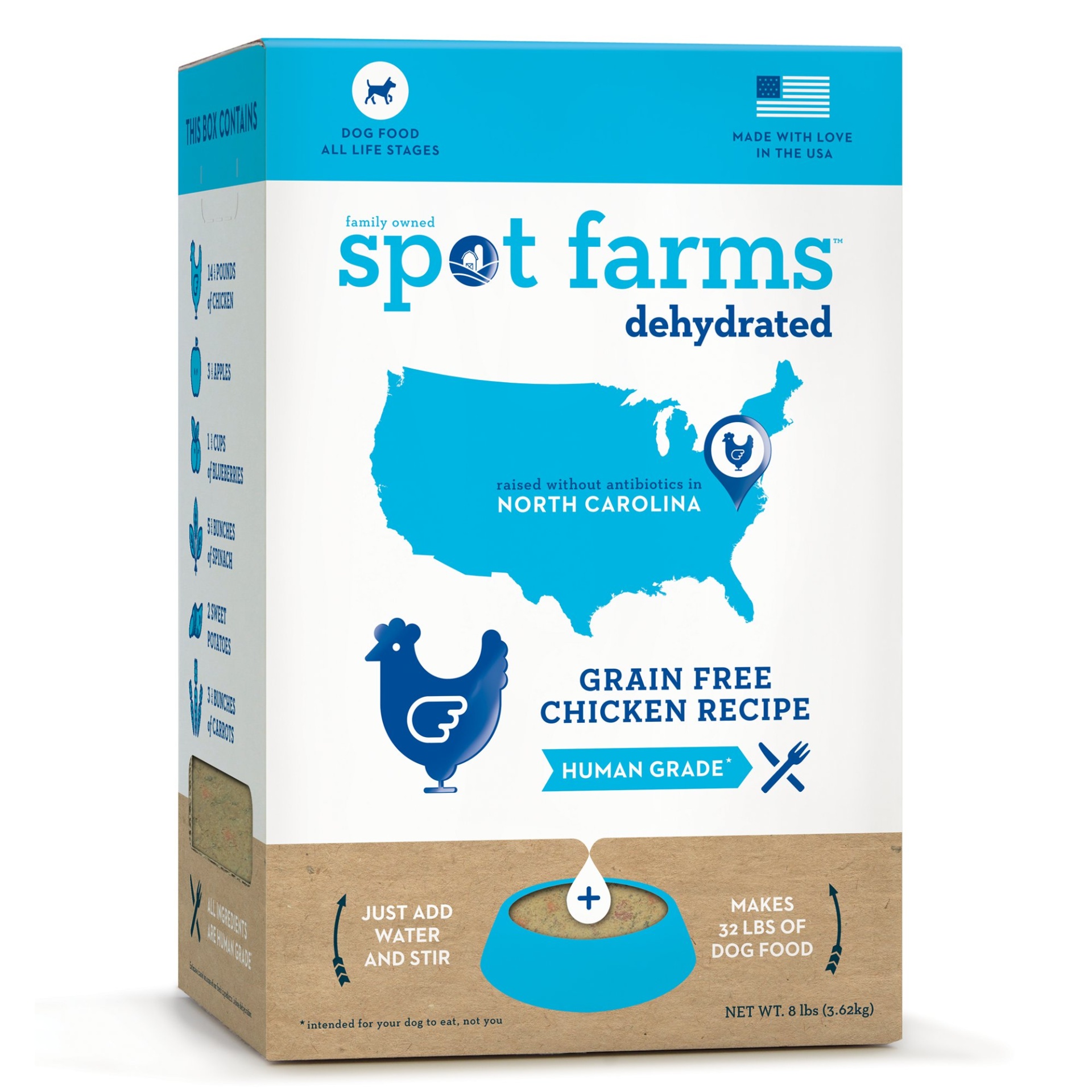 slide 1 of 1, Spot Farms Dehydrated Grain Free Chicken Dry Dog Food, 8 lb