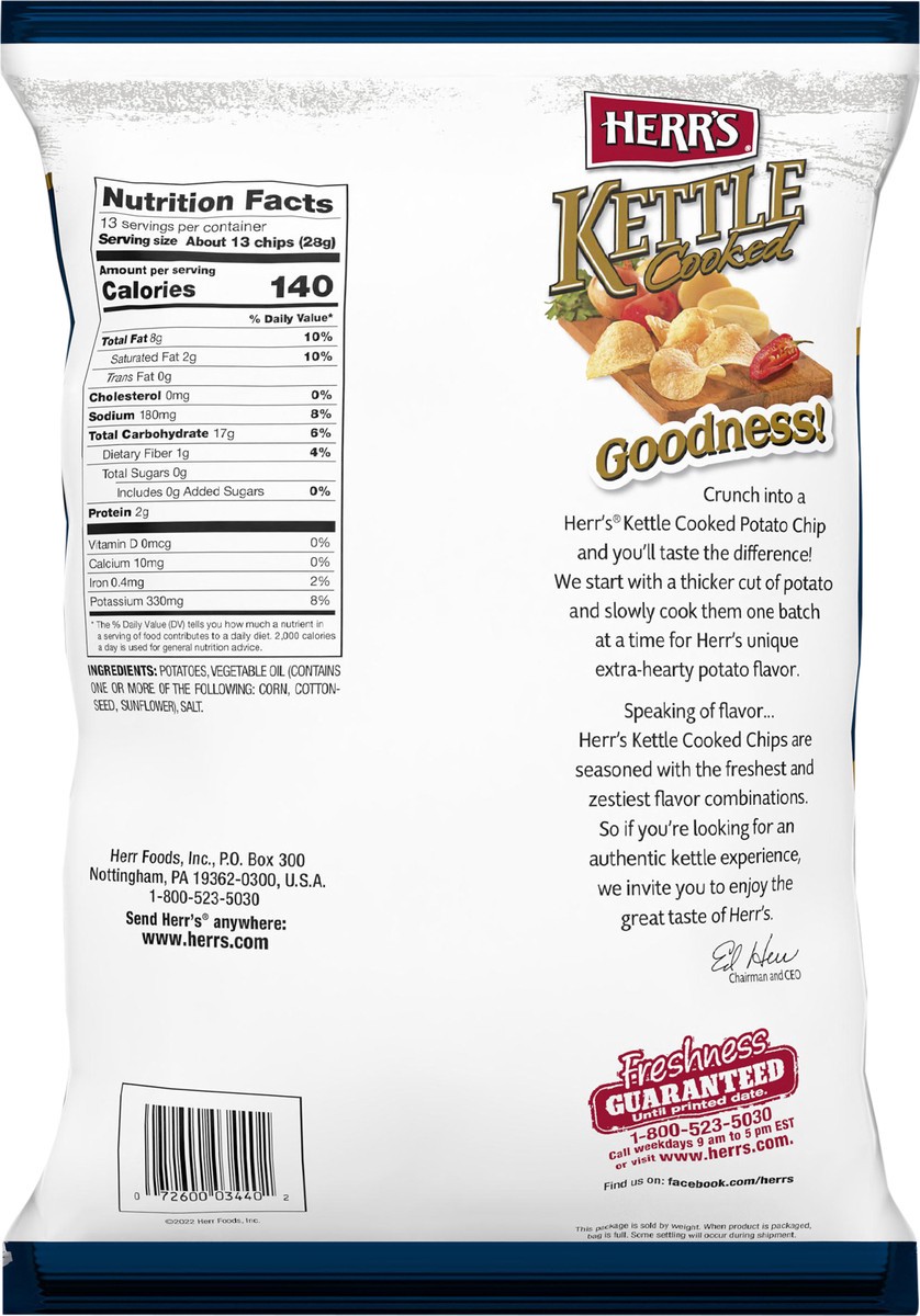 slide 6 of 7, Herr's Kettle Regular Chips, 13 oz