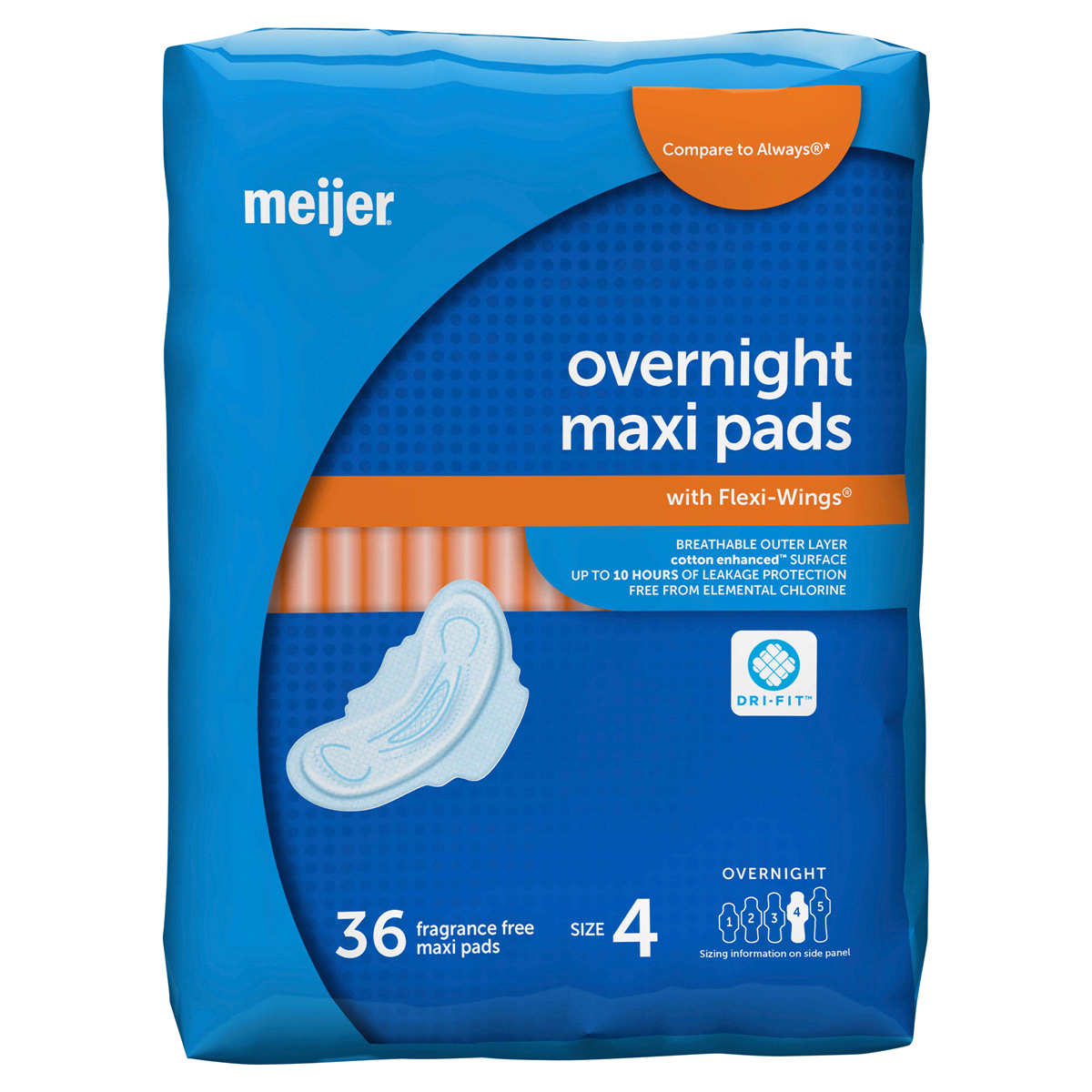 slide 5 of 21, Meijer Maxi with Flexi-Wings, Overnight Absorbency, Size 4, 36 ct