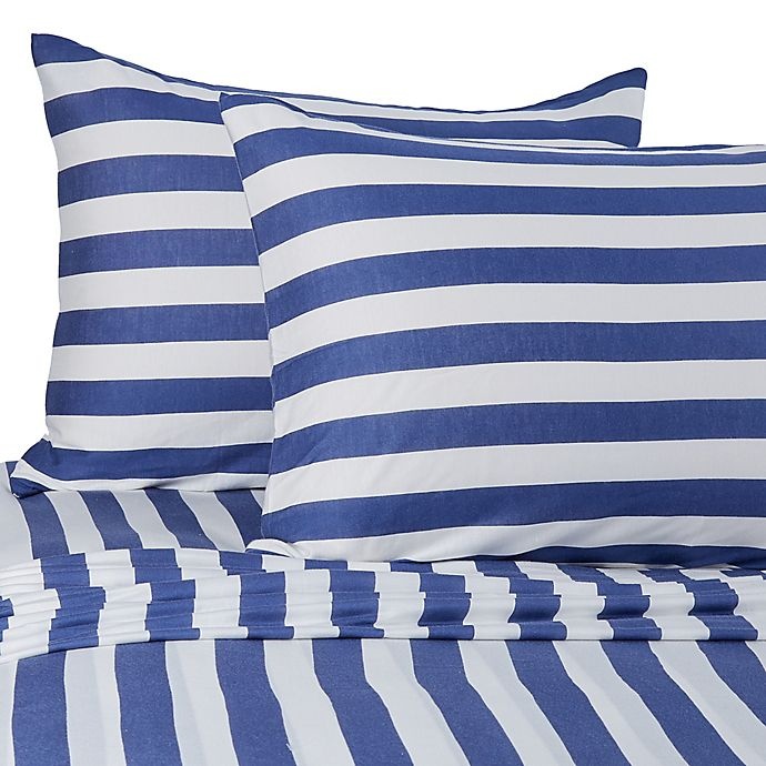 slide 1 of 1, Pure Beech Jersey Knit Modal Stripe Standard Pillow Sham - Navy, 1 ct