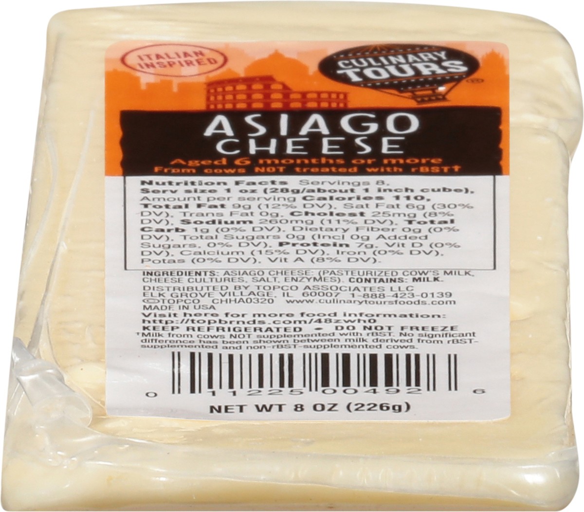 slide 4 of 9, Culinary Tours Cheese, Asiago, 8 oz