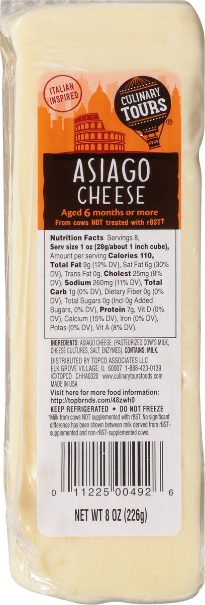 slide 6 of 9, Culinary Tours Cheese, Asiago, 8 oz