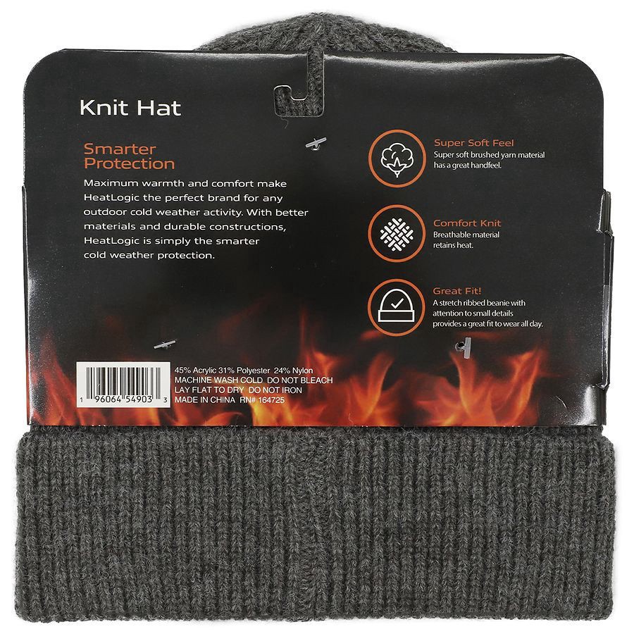 slide 2 of 3, Heat Logic Rib Knit Beanie with Cuff, 1 ct