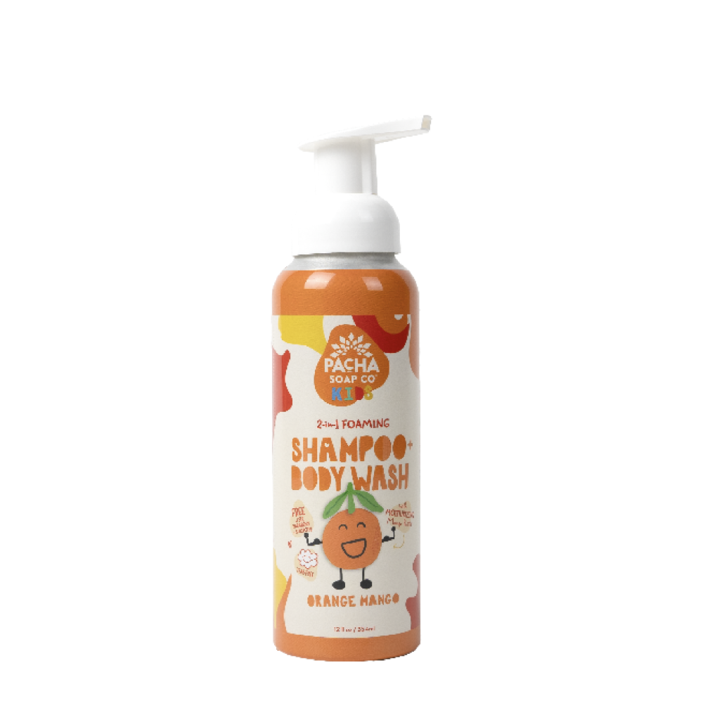 slide 1 of 2, Pacha Soap Co. Kids Orange Mango 2-In-1 Foaming Shampoo & Body Wash, 12 oz