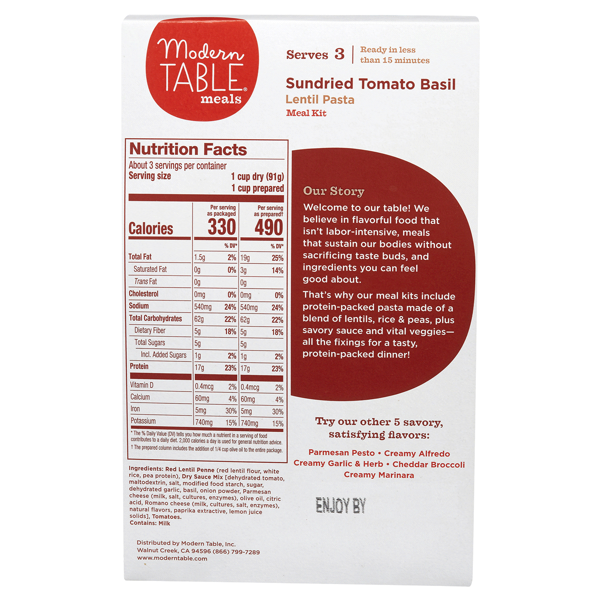 slide 2 of 2, Modern Table Complete Protein Pasta Sundried Tomato Basil Penne, 9.63 oz