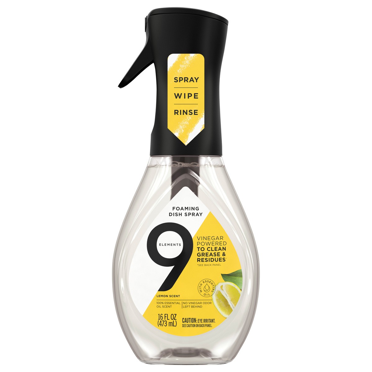 slide 1 of 3, 9 Elements Foaming Dish Spray, Dish Soap, Lemon Scent, 16 oz Bottle, 16 fl oz