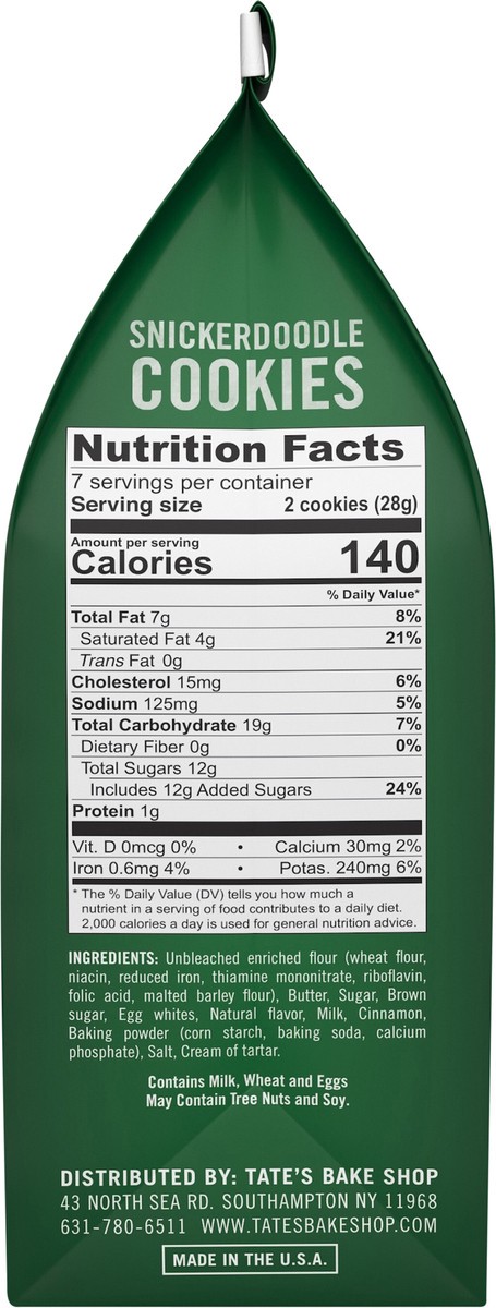 slide 4 of 14, Tate's Bake Shop Snickerdoodle Cookies, 7 oz, 7 oz