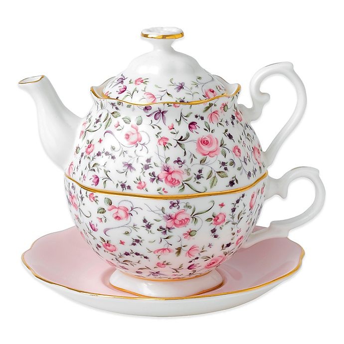 slide 1 of 1, Royal Albert New Country Roses Tea Party For One Set - Rose Confetti, 3 ct