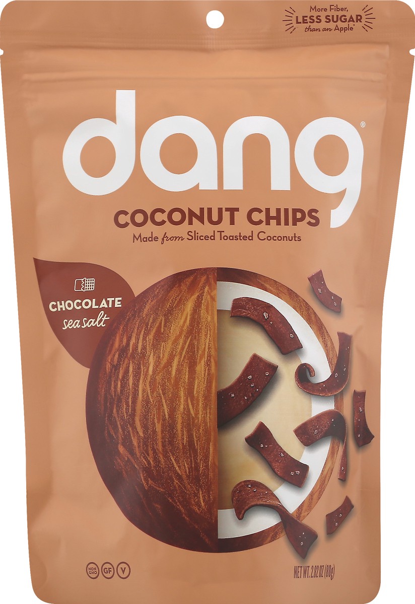 slide 7 of 8, Dang Chocolate Sea Salt Coconut Chips, 2.82 oz