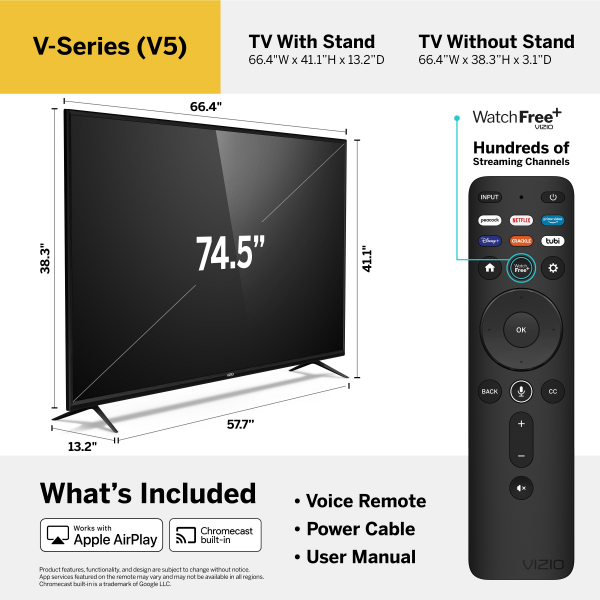 slide 14 of 23, VIZIO V-Series 55" Class (54.5" Diag.) 4K HDR Smart TV, 55 in