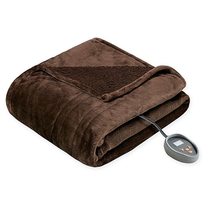 slide 1 of 4, Beautyrest Microlight-to-Berber Reversible King Heated Blanket - Chocolate, 1 ct