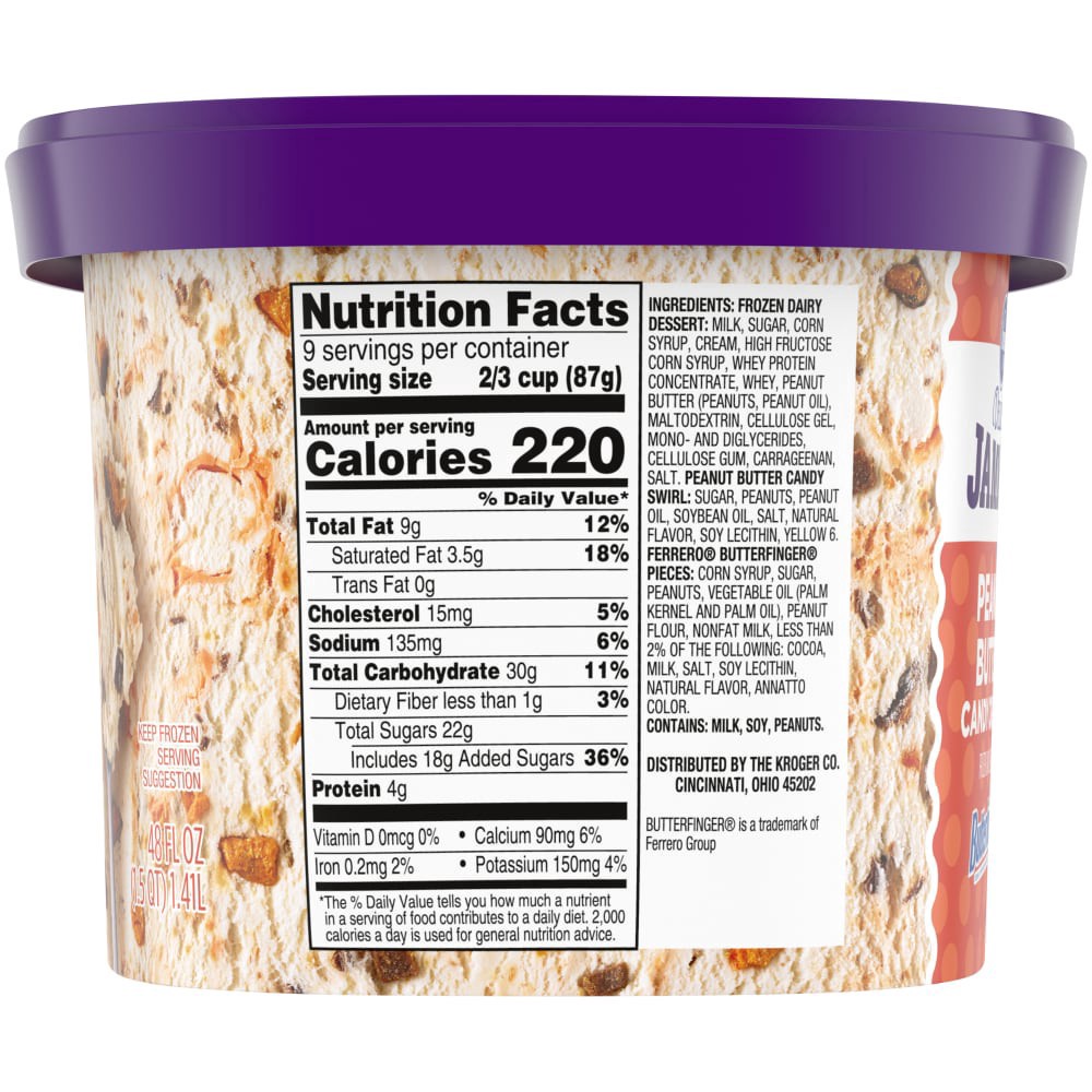 slide 4 of 4, Kroger Deluxe Jammed Peanut Butter Candy Crunch Ice Cream, 48 fl oz