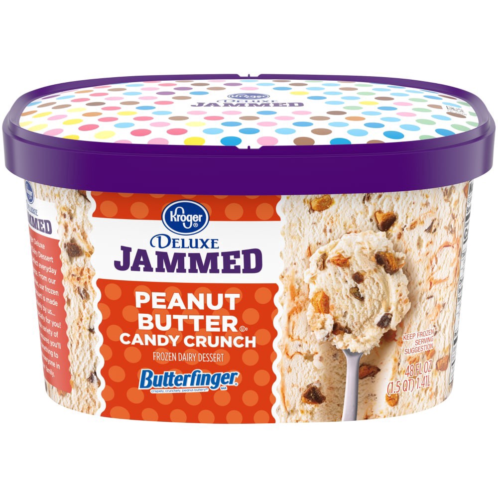 slide 1 of 4, Kroger Deluxe Jammed Peanut Butter Candy Crunch Ice Cream, 48 fl oz