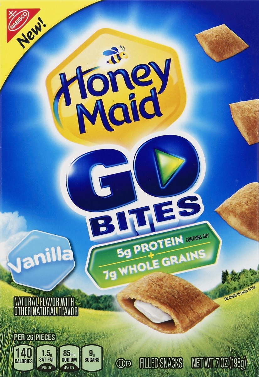 slide 1 of 4, Honey Maid Vanilla Filled Go Bites, 8 oz