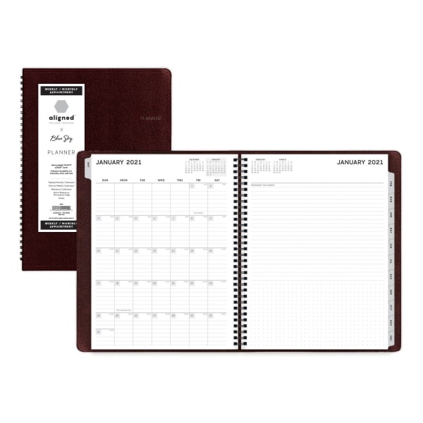 slide 2 of 5, Blue Sky Aligned Pajco Weekly/Monthly Planner, 8-1/4'' X 11'', Multicolor, January To December 2021, 123848, 1 ct
