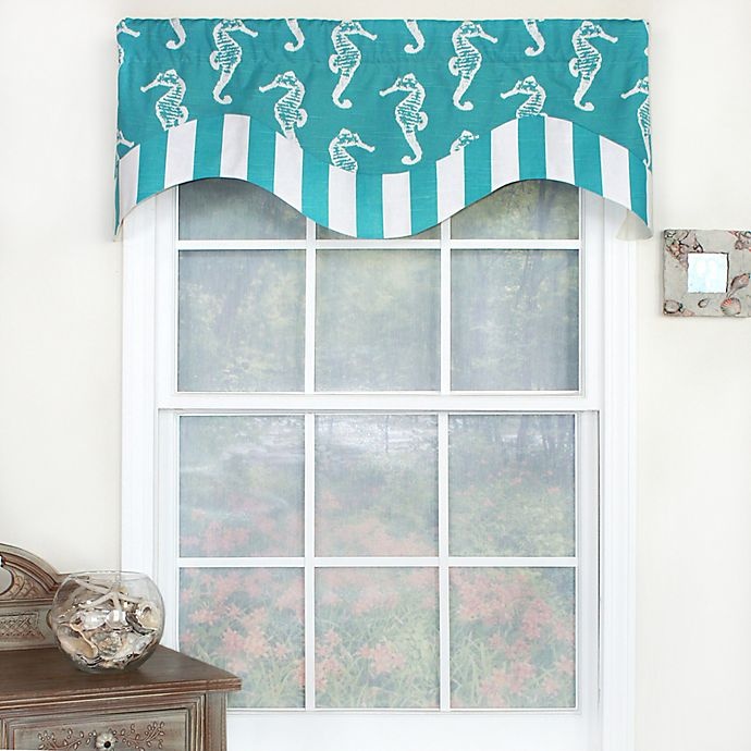 slide 1 of 1, RL Fisher Sea Horse Double Layer Valance - Turquoise, 1 ct