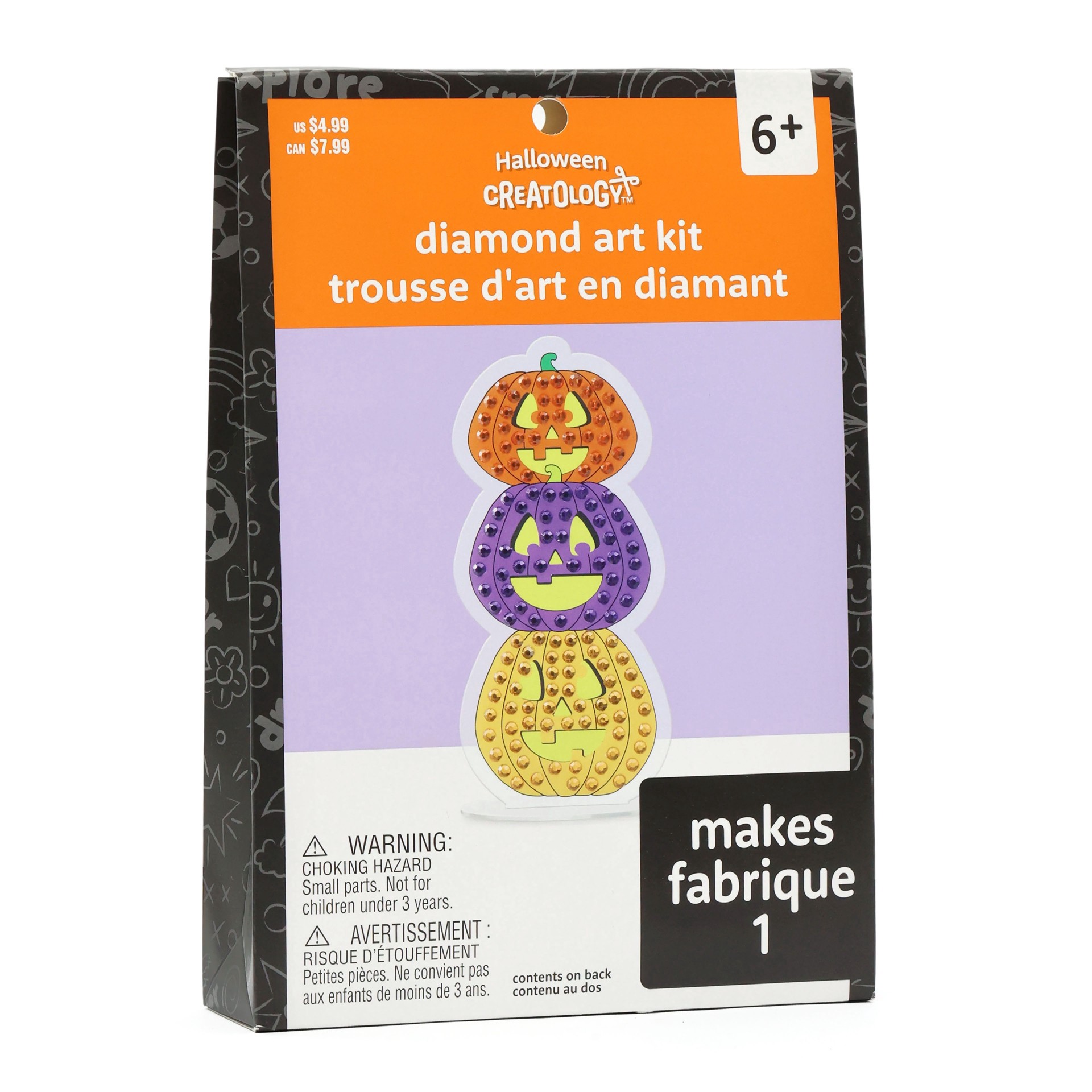 slide 2 of 4, Pumpkin Diamond Art Kit By Creatology, makes 1