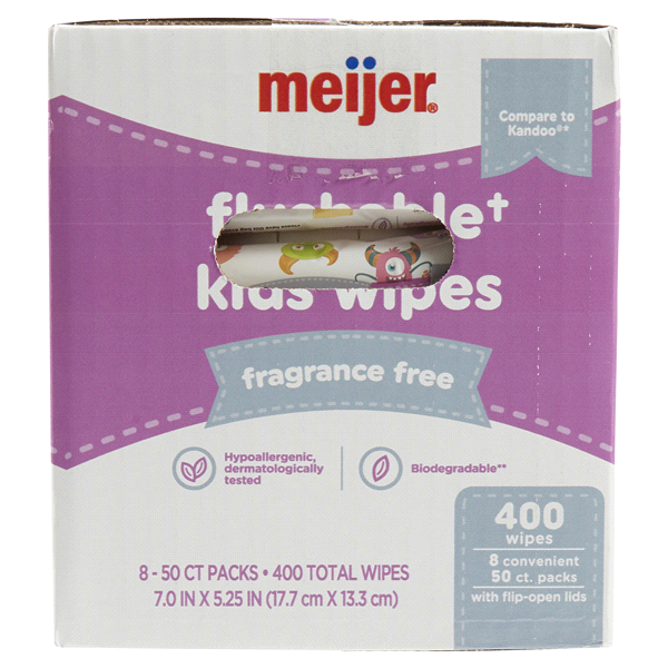 slide 7 of 29, Meijer Flushable Wipes Fragrance Free, 400 ct