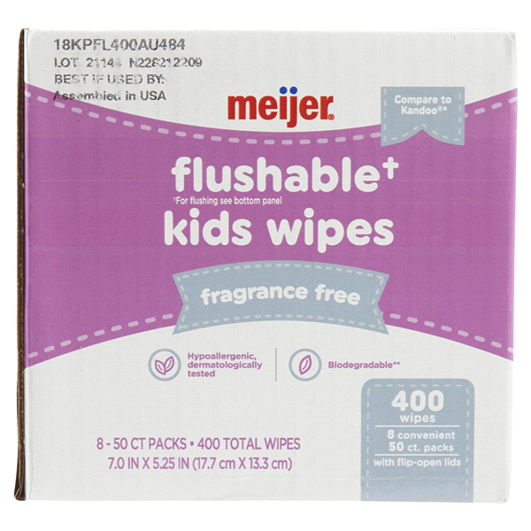 slide 29 of 29, Meijer Flushable Wipes Fragrance Free, 400 ct